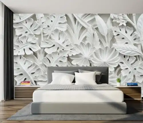 Embossed Botanical Leaf Wallpaper