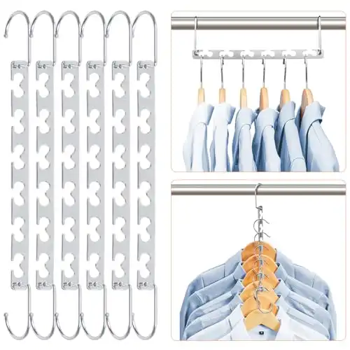 Space-Saving Sturdy Metal Cascading Hangers (Pack of 6)