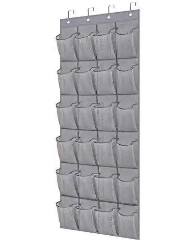 Over-The-Door Hanging Shoe Organizer with 24 Large Mesh Pockets