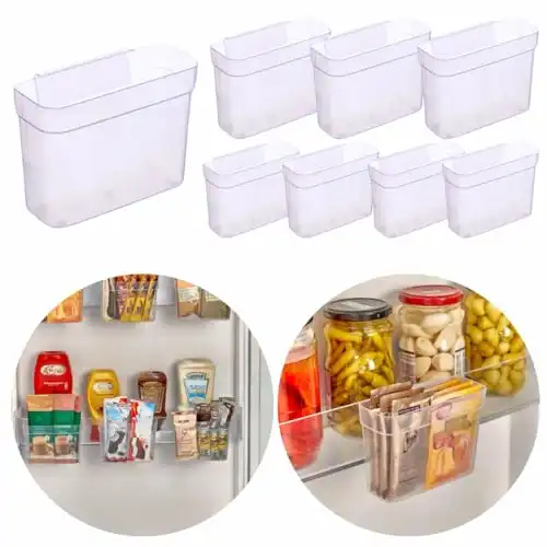Hanging Refrigerator Side Door Organizers (Clear, 8 Pcs)