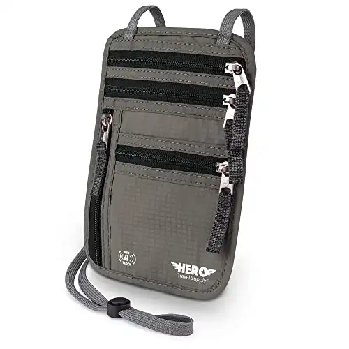 RFID Blocking Passport Holder/Wallet (For Neck, Shoulder or Crossbody Use)