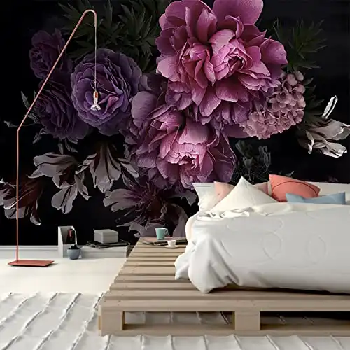 Black and Purple Peony Flowers Wallpaper