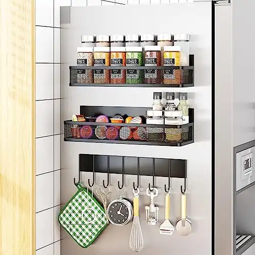 Magnetic Refrigerator Storage Rack Set with 8-Hooks