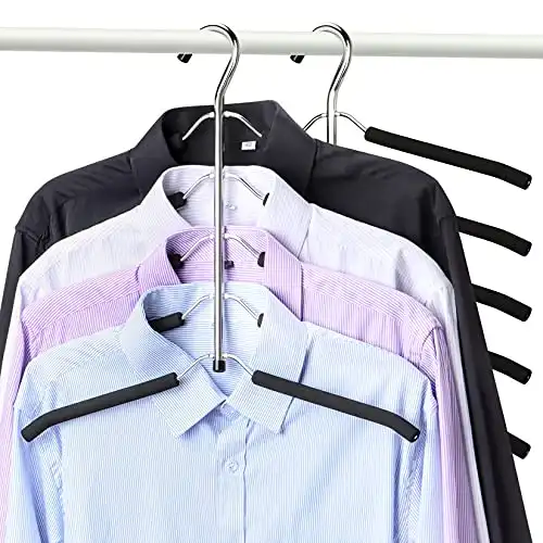 2 Pack Heavy Duty, Stainless Steel, Non Slip, Space-Saving Hangers with 5 Layers