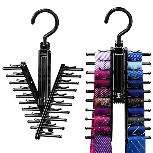 Rotating See Everything Tie & Belt Holder with Non-Slip Clips (2-Pack)