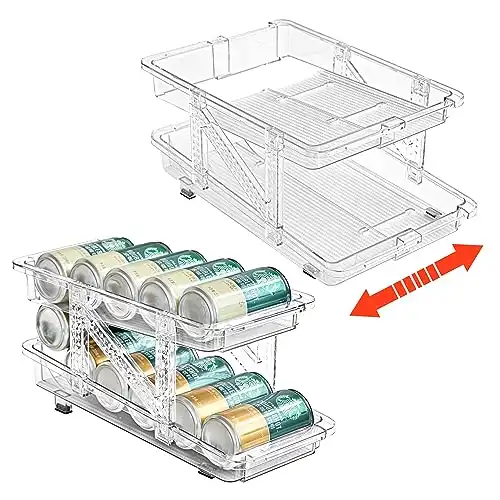 Adjustable Soda Can Dispenser for Refrigerator (2-Pack Clear)