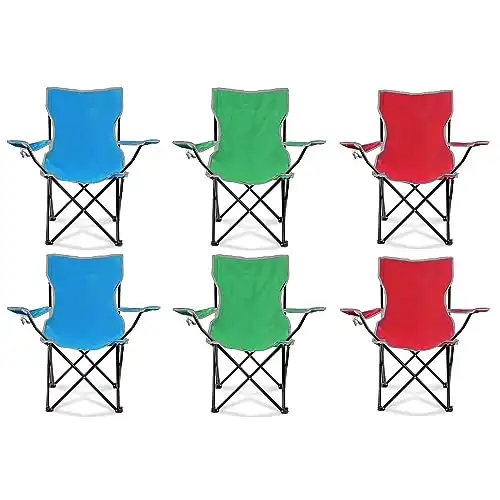 Portable Lightweight Folding Lawn Chairs with Cupholders (Multicolor 6 Pack)