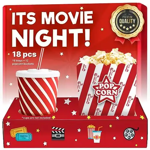Movie Night Snack Trays (6ct) & Popcorn Bags (12ct)