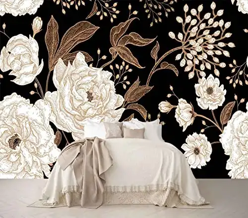 Peonies and Roses Floral Vintage Wallpaper