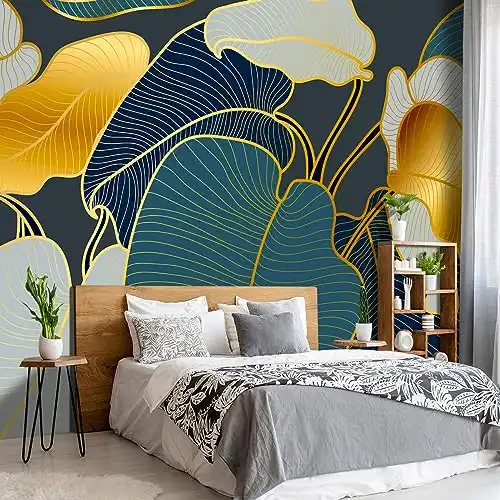 Golden Botanical Leaf wallpaper