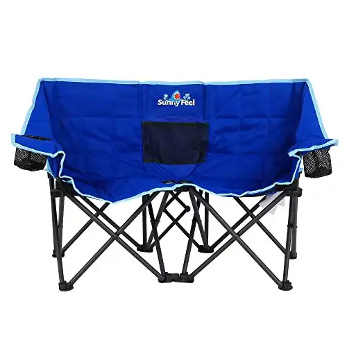 Kids Folding Double Camping Chair with Cup Holder