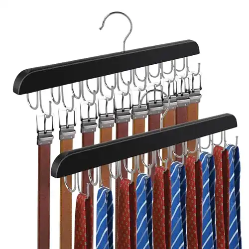 20-Hook Rotatable Organizer for Belts, Ties, Scarves & More