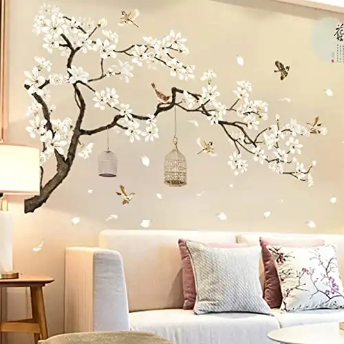 White Cherry Blossom Removable Peel and Stick Wall Stickers